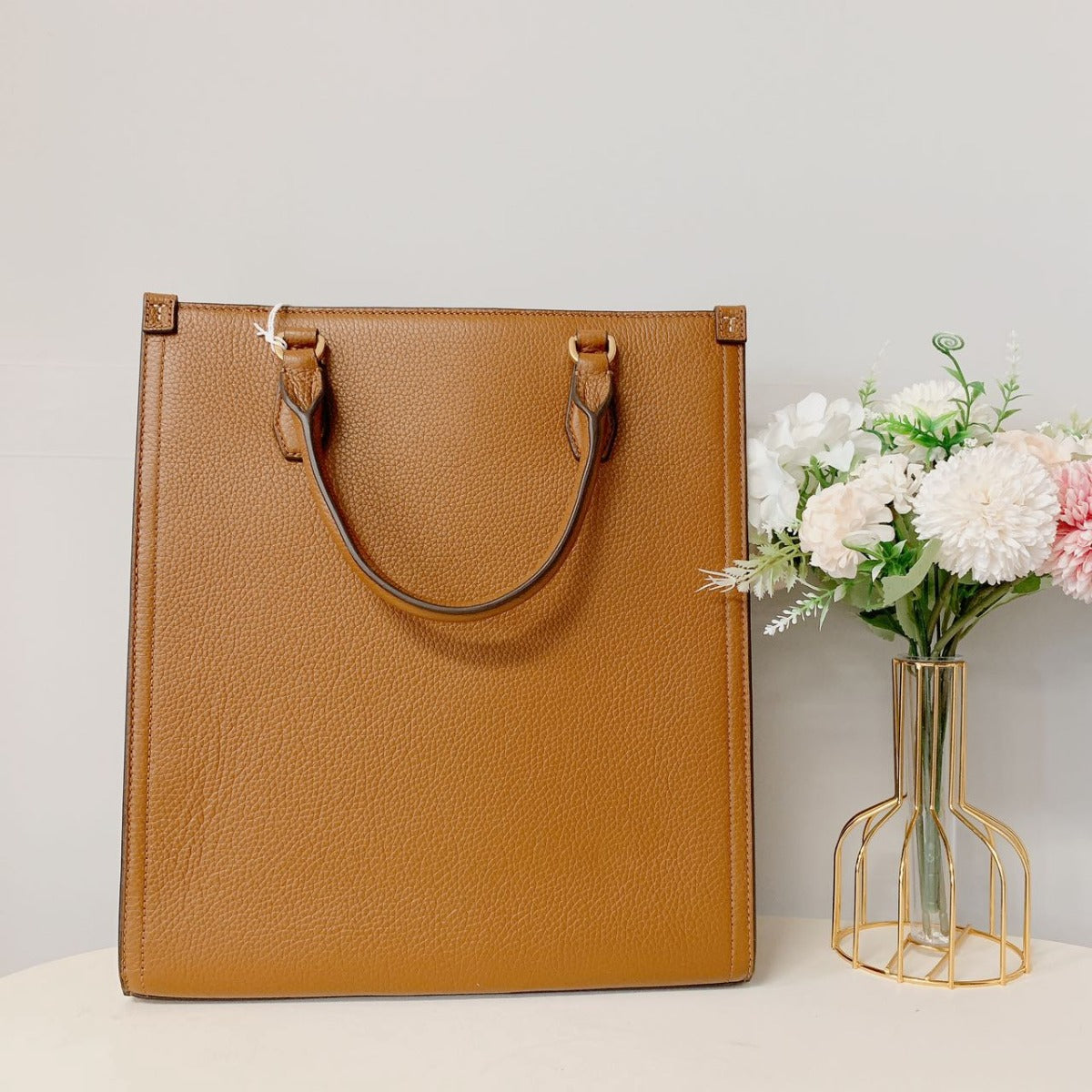 Tory Burch 136173 Blake Black Medium Pebbled Leather Shopping Tote Bag Handbag IN Brown Tory Burch 136173 Blake Black Medium Pebbled Leather Shopping Tote Bag Handbag IN Brown